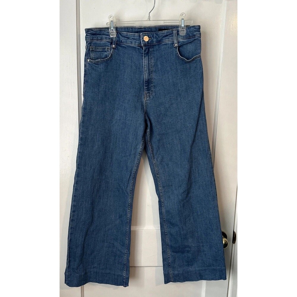 Zara Jeans High Rise Wide Leg Women's 10 Dark Wash